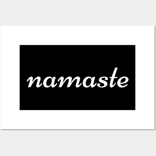 namaste white text Posters and Art